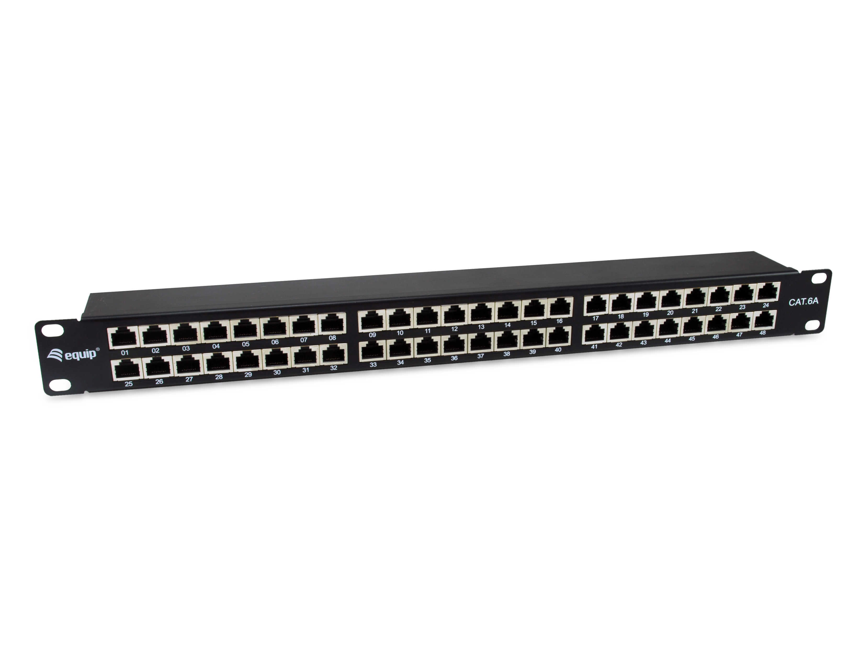 Equip 19" Patchpanel 48xRJ45 Cat6a FTP 1U     500MHz RAL9005