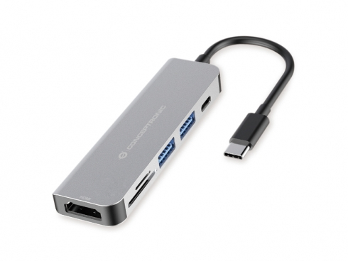 CONCEPTRONIC  6-1 Dock USB-C->HDMI/&shy;2xUSB-A/&shy;SD/&shy;TF/&shy;+   15cm gr