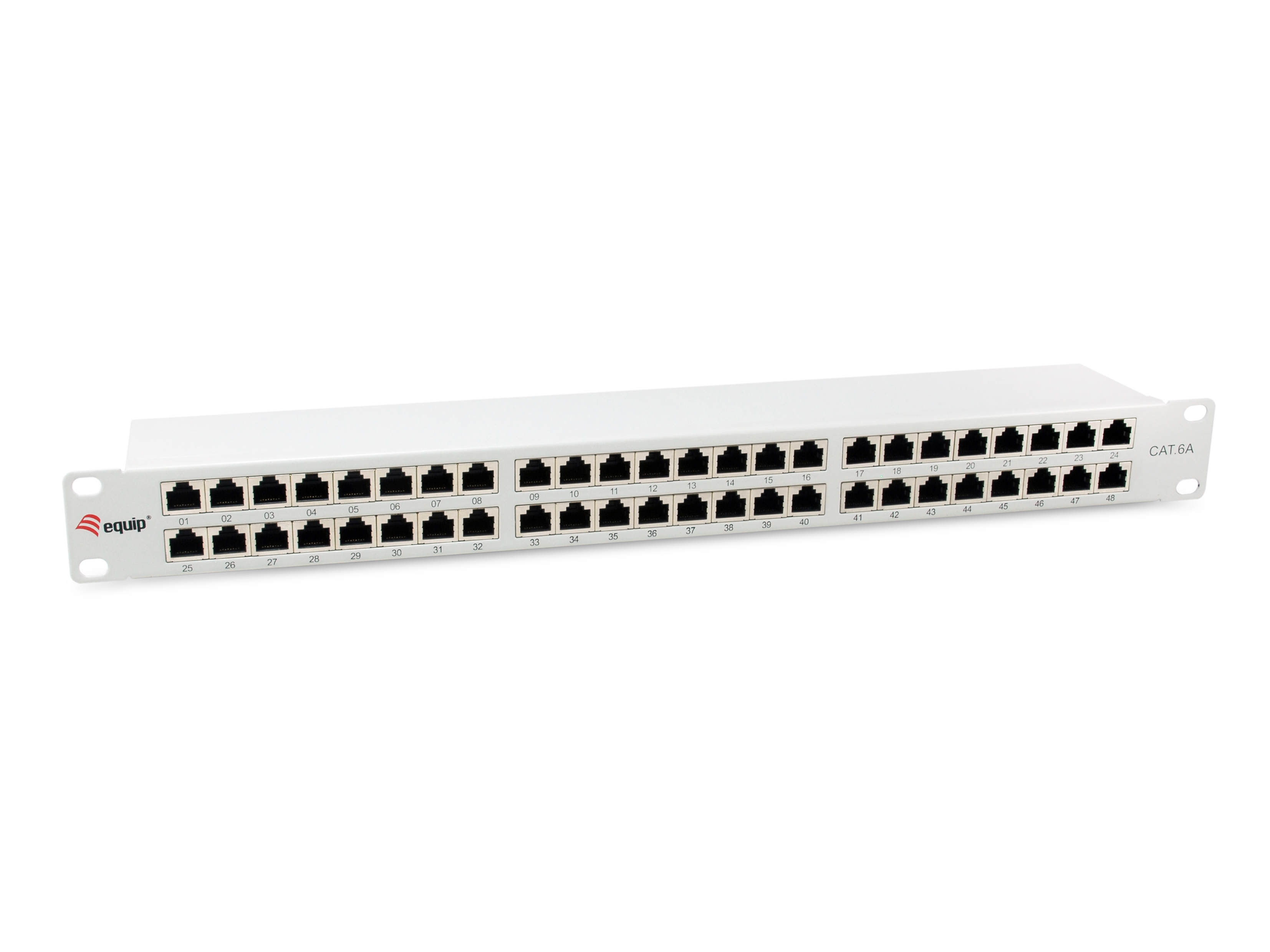 Equip 19" Patchpanel 48xRJ45 Cat6a FTP 1U     500MHz RAL7035