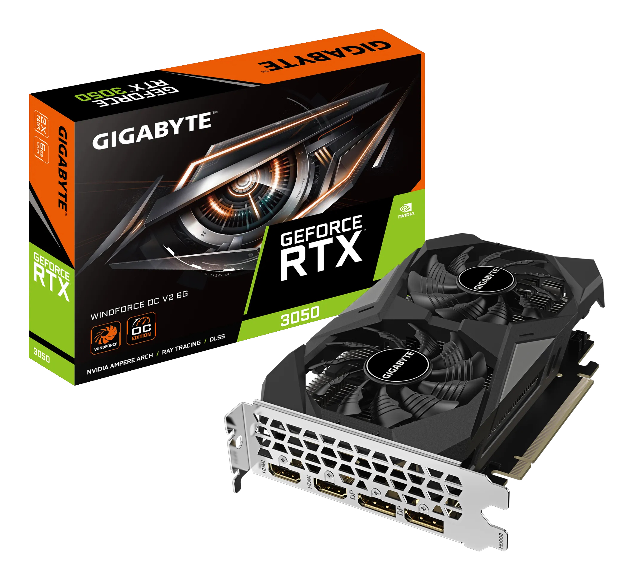 Gigabyte RTX3050 Windforce OC V2   6GB GDDR6 2xHDMI 2xDP