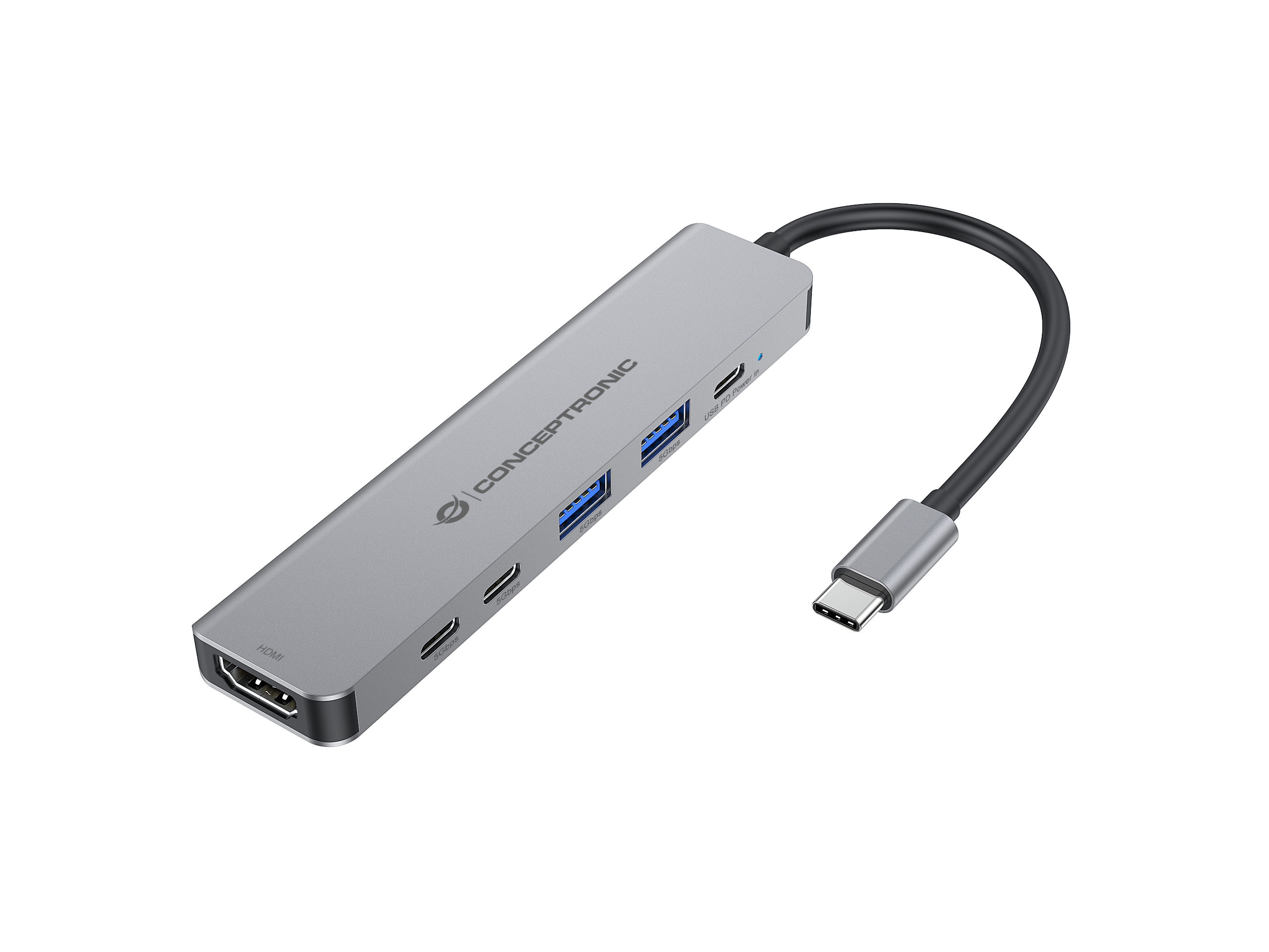 CONCEPTRONIC  6-1 Dock USB-C->HDMI/&shy;2xUSB-A/&shy;2xUSB-C/&shy;+ 25cm gr